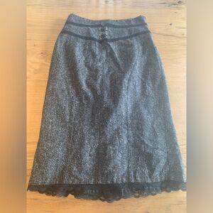 Worthington Corset Tweed Pleated Lacy MIDI Skirt Black Women’s 10 Preloved